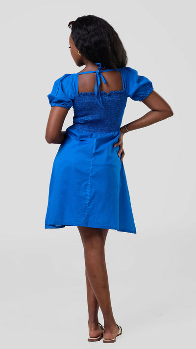 Vazi Afriq Cotton Sunny Dress - Blue