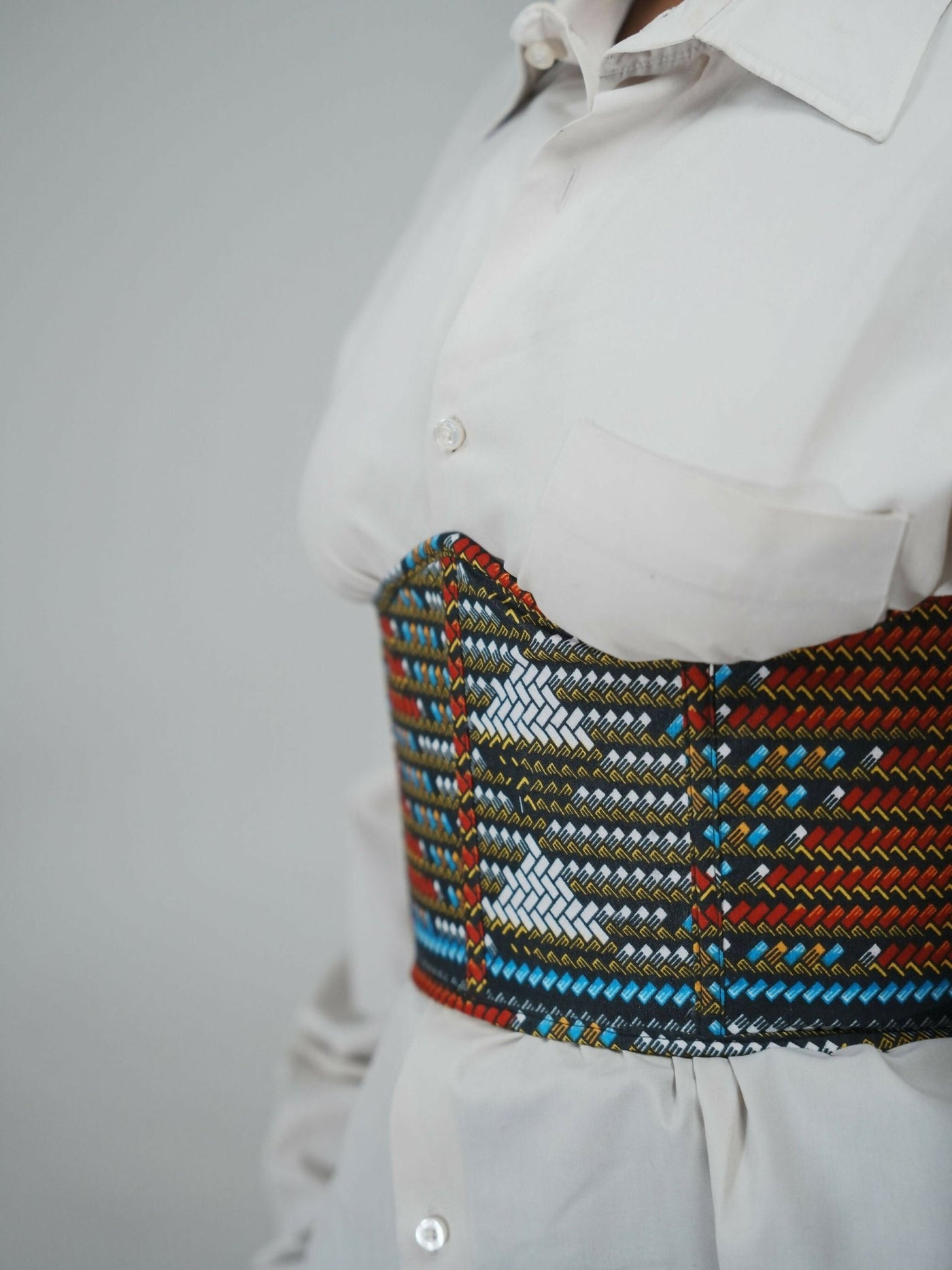 Misstcal Ankara Under Bust Corset Belt - Multicolored - Shopzetu