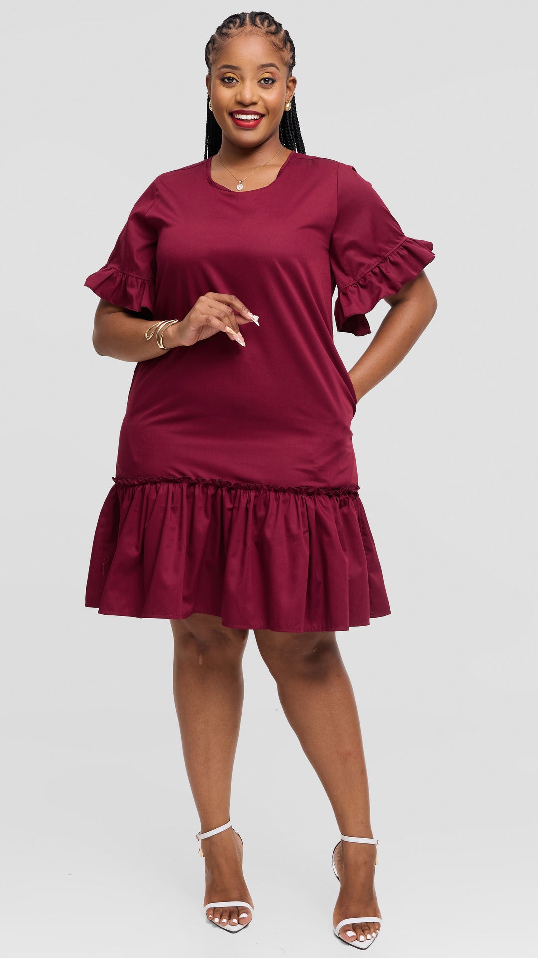 Lizola Sylvie Shift Dress - Maroon