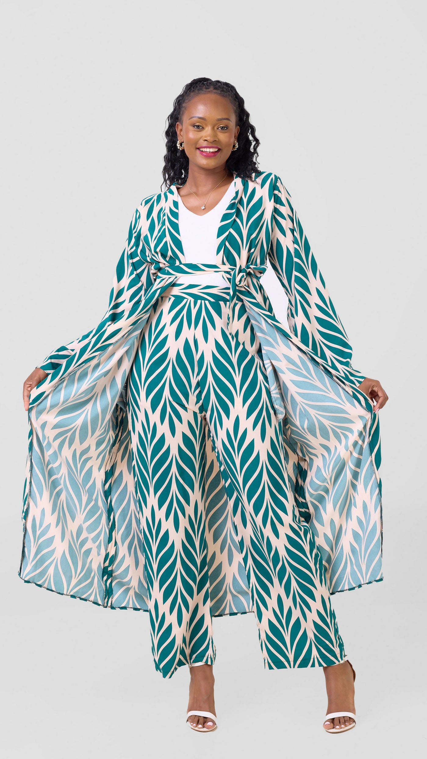 Liliadly Springy Kimono Set - Blue