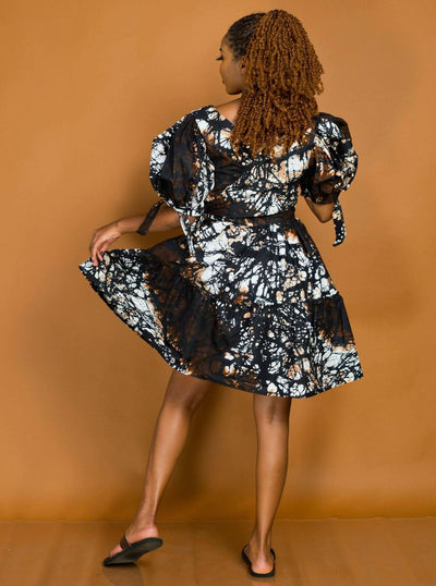 African Yuva Violet Dress - Brown - Shopzetu