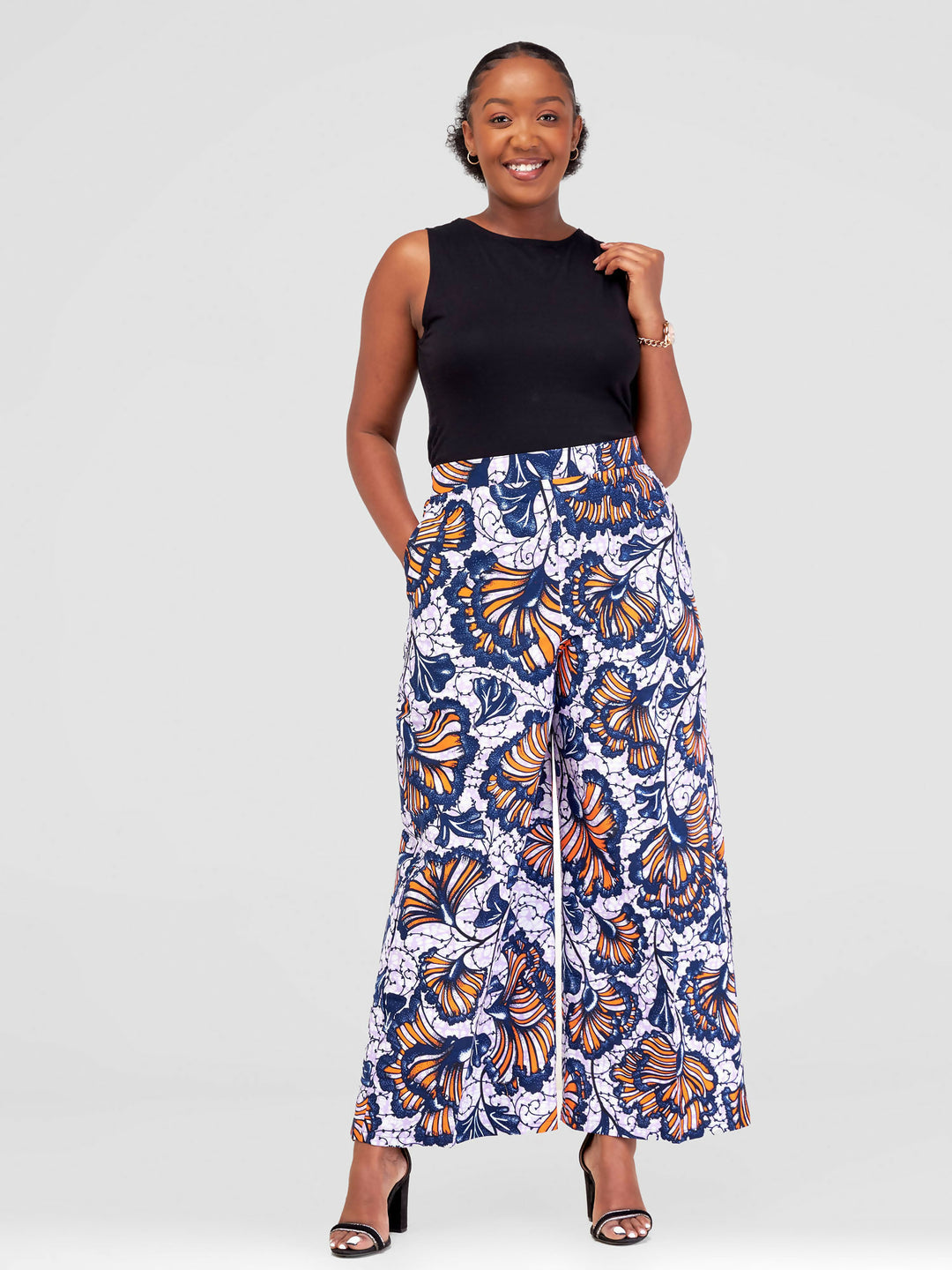 Simbaress Tenge Pants - Orange / Navy Blue - Shopzetu