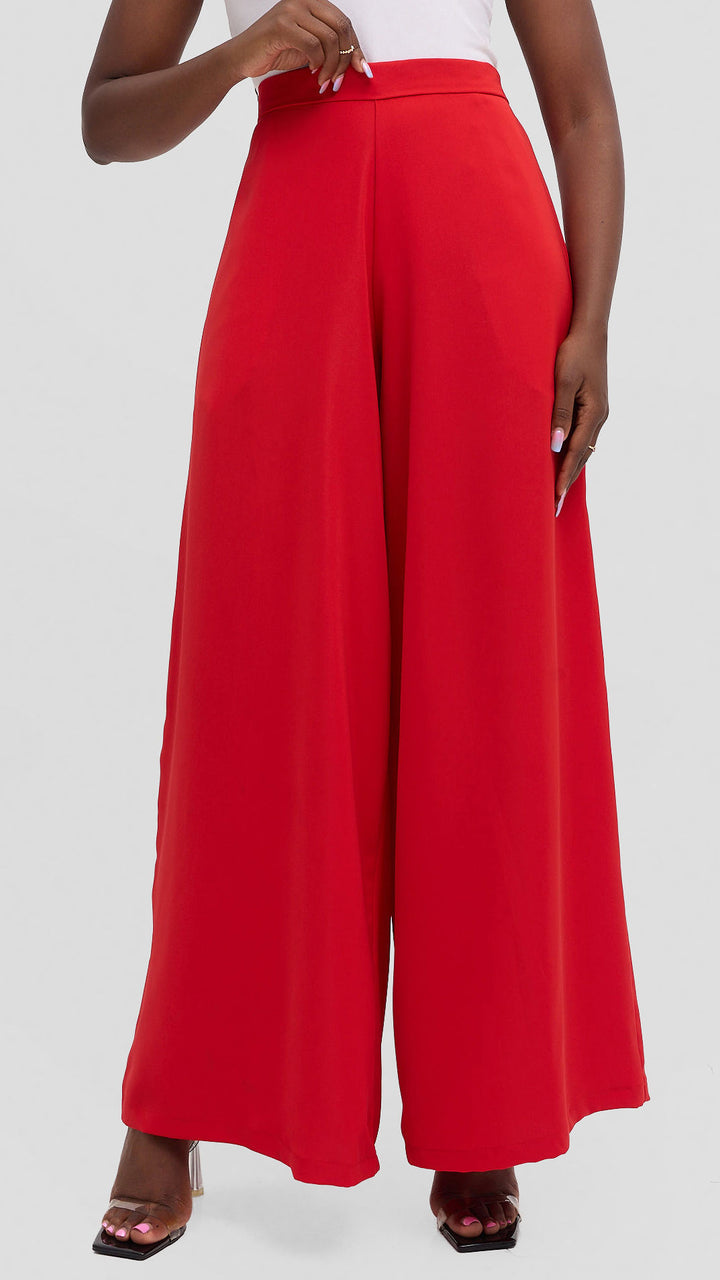 Zambarau Apparel Mwanzo Wide Leg Palazzo Pants - Red