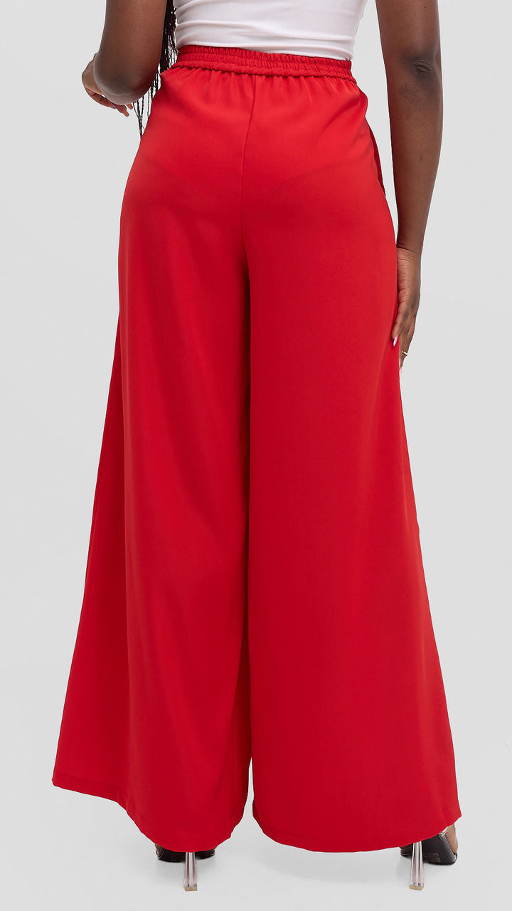 Zambarau Apparel Mwanzo Wide Leg Palazzo Pants - Red