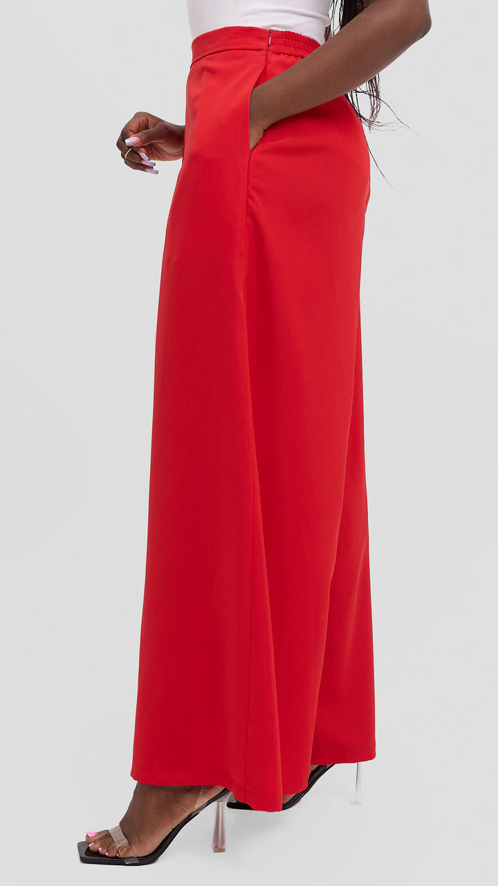 Zambarau Apparel Mwanzo Wide Leg Palazzo Pants - Red