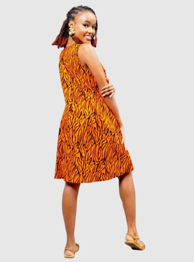 Afriwia Ankara Shift Dress - Orange - Shopzetu