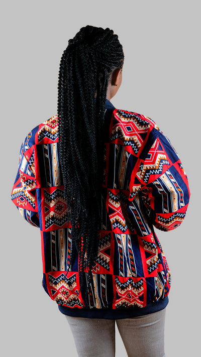 Afrikana Royal Bomber Jacket - Red Print