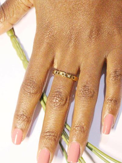 non fading18k gold plated link ring to pair with dresses, work wear, pants or tops