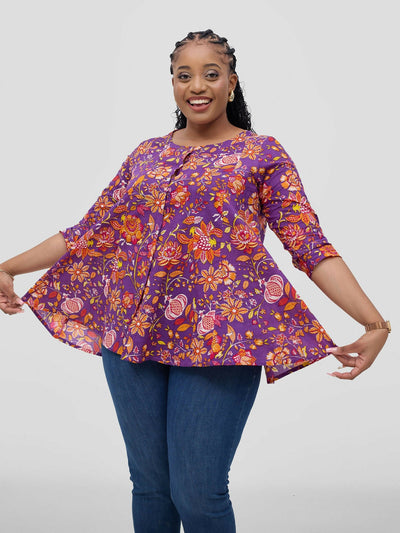 Zuana Sangria Printed Top - Pink Floral - Shopzetu