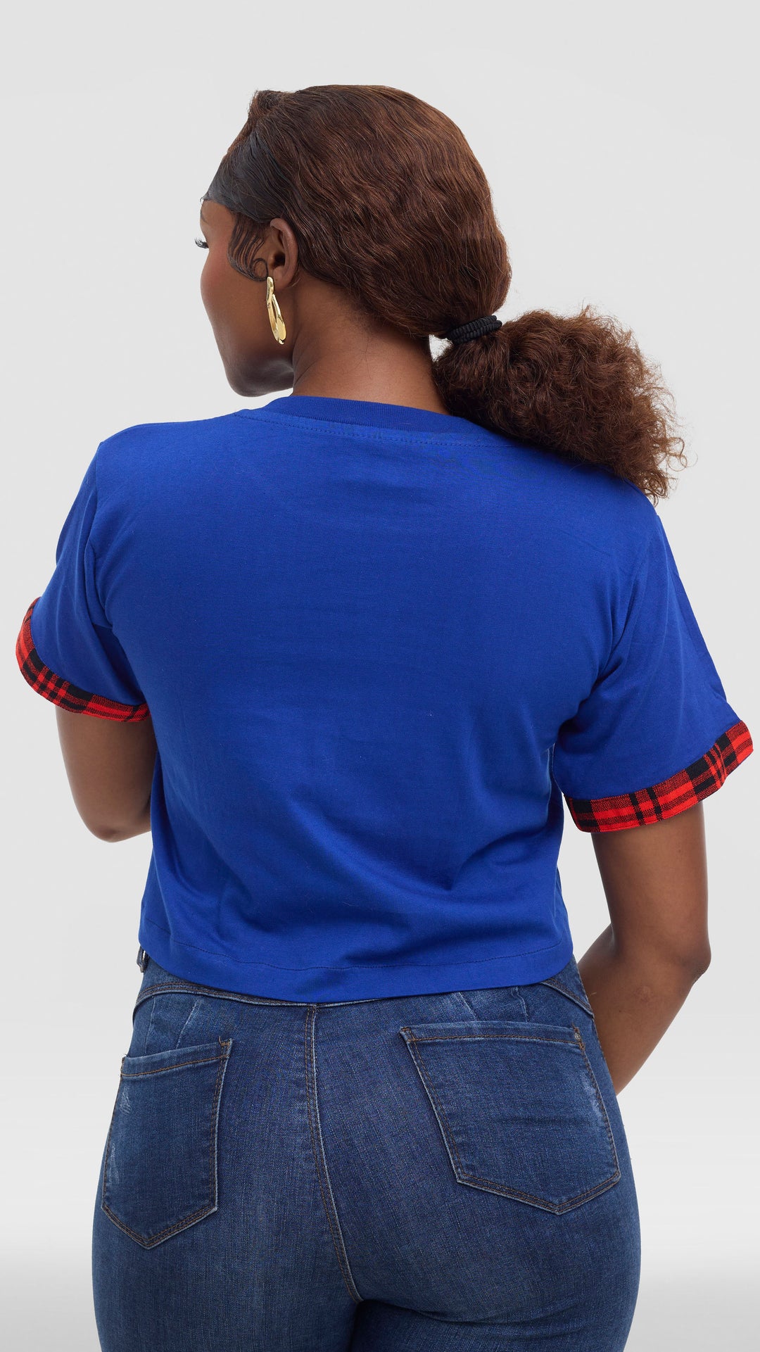 Princess Affair Plain Crop Tshirt with Maasai Detail - Royal Blue