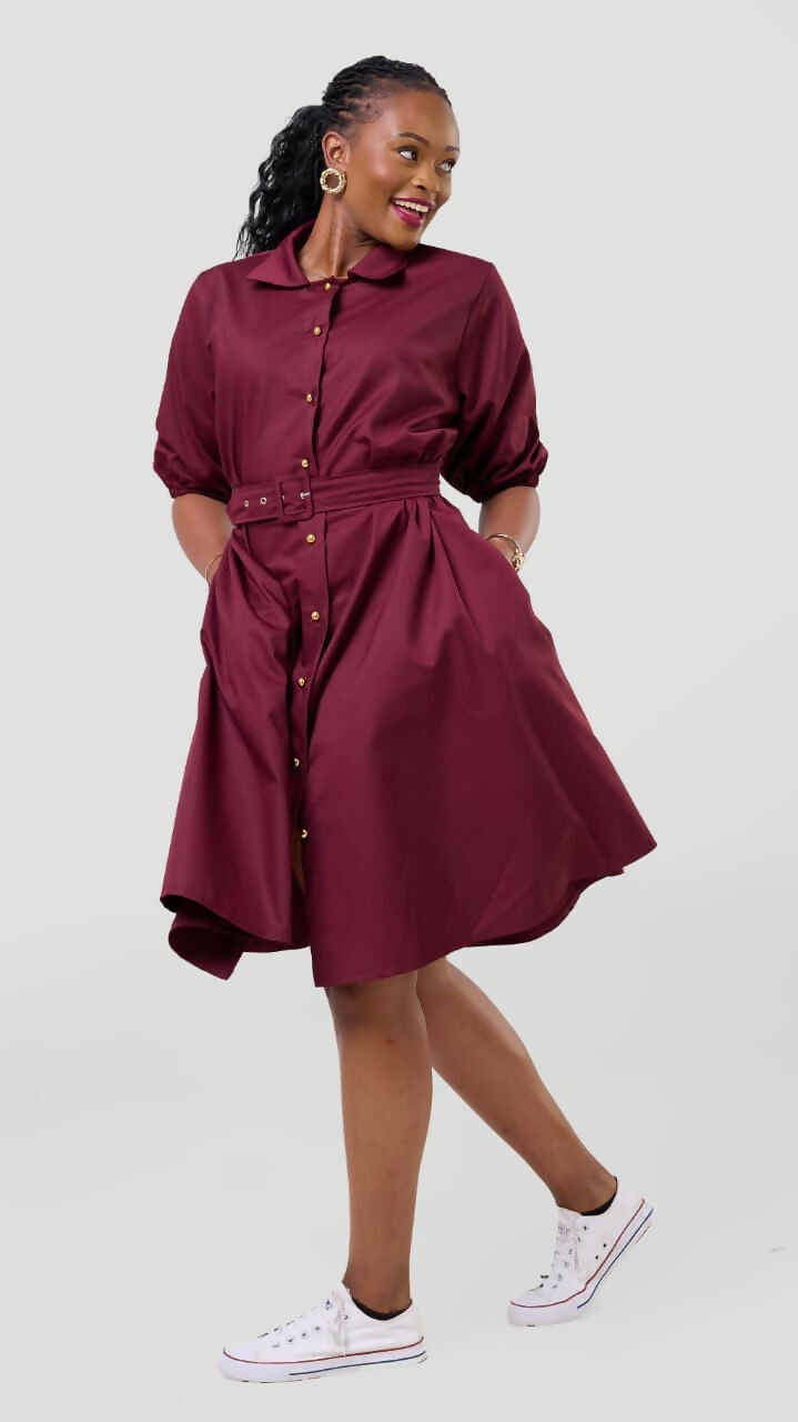 Mnubistyle Ruby Dress - Burgundy