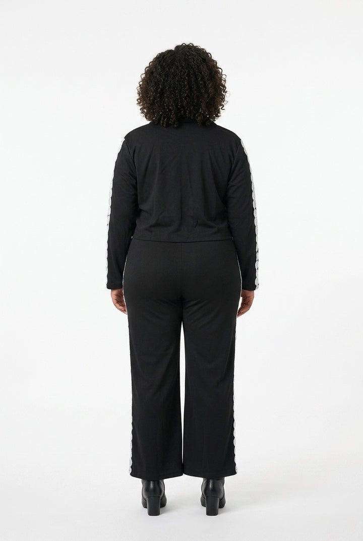 Stylish Sisters Double-Breasted Cropped Blazer and Trouser Set - Black