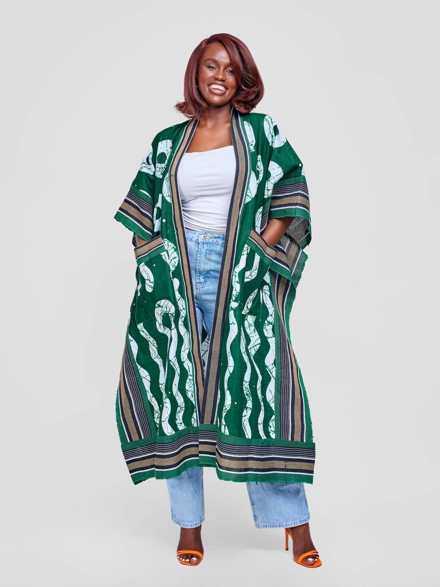 Tuli Zinthle Kimono - Green / White
