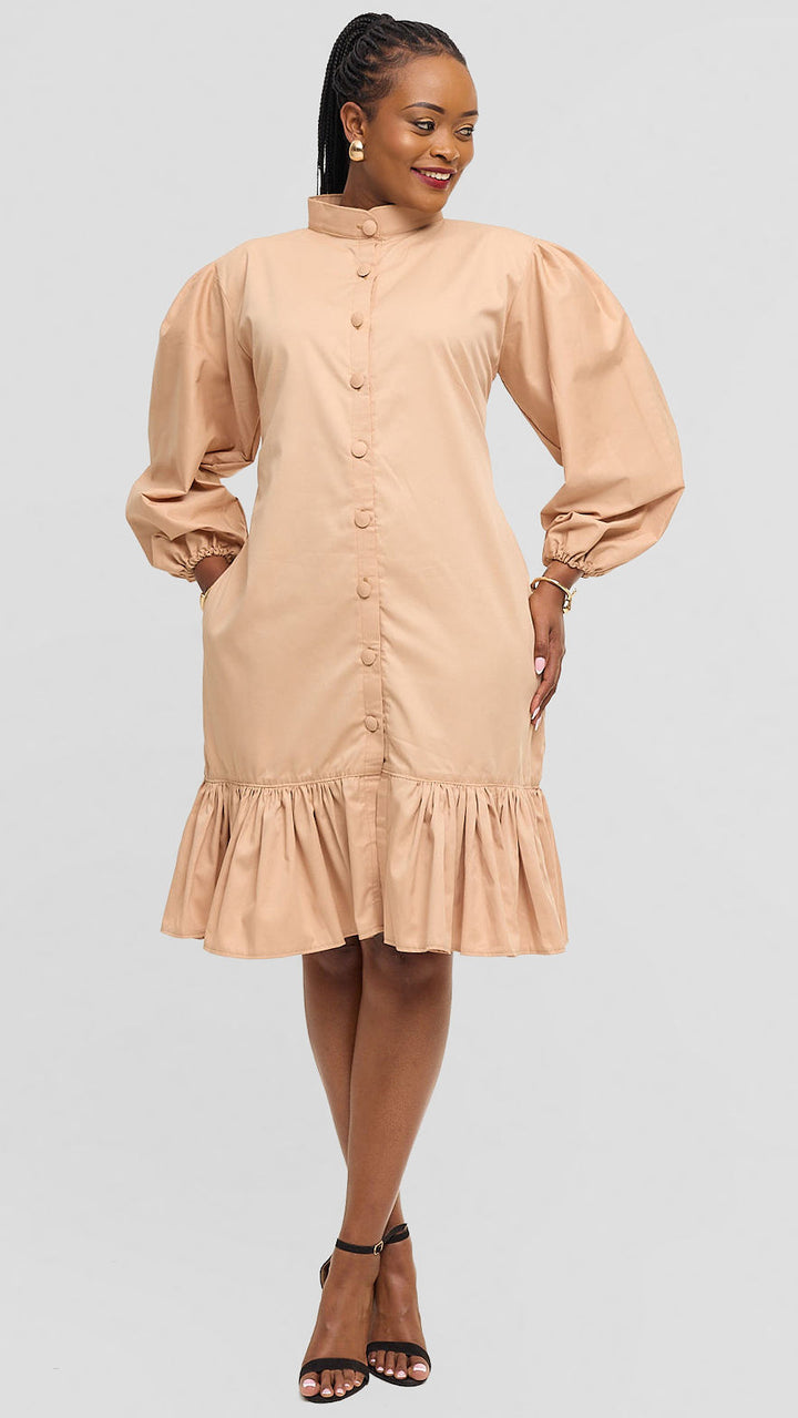 Tuwe Bora Bougie Shirt Dress - Beige