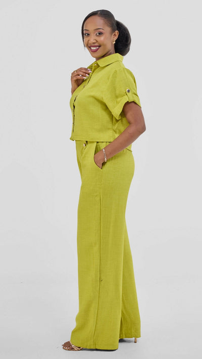 Prettygline Satin Set - Green - Shopzetu