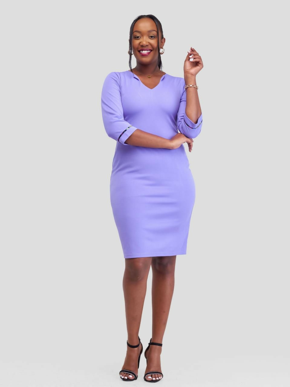 Timyt Urban Wear Kitenge Fusion office Dress - Lavender - Shopzetu
