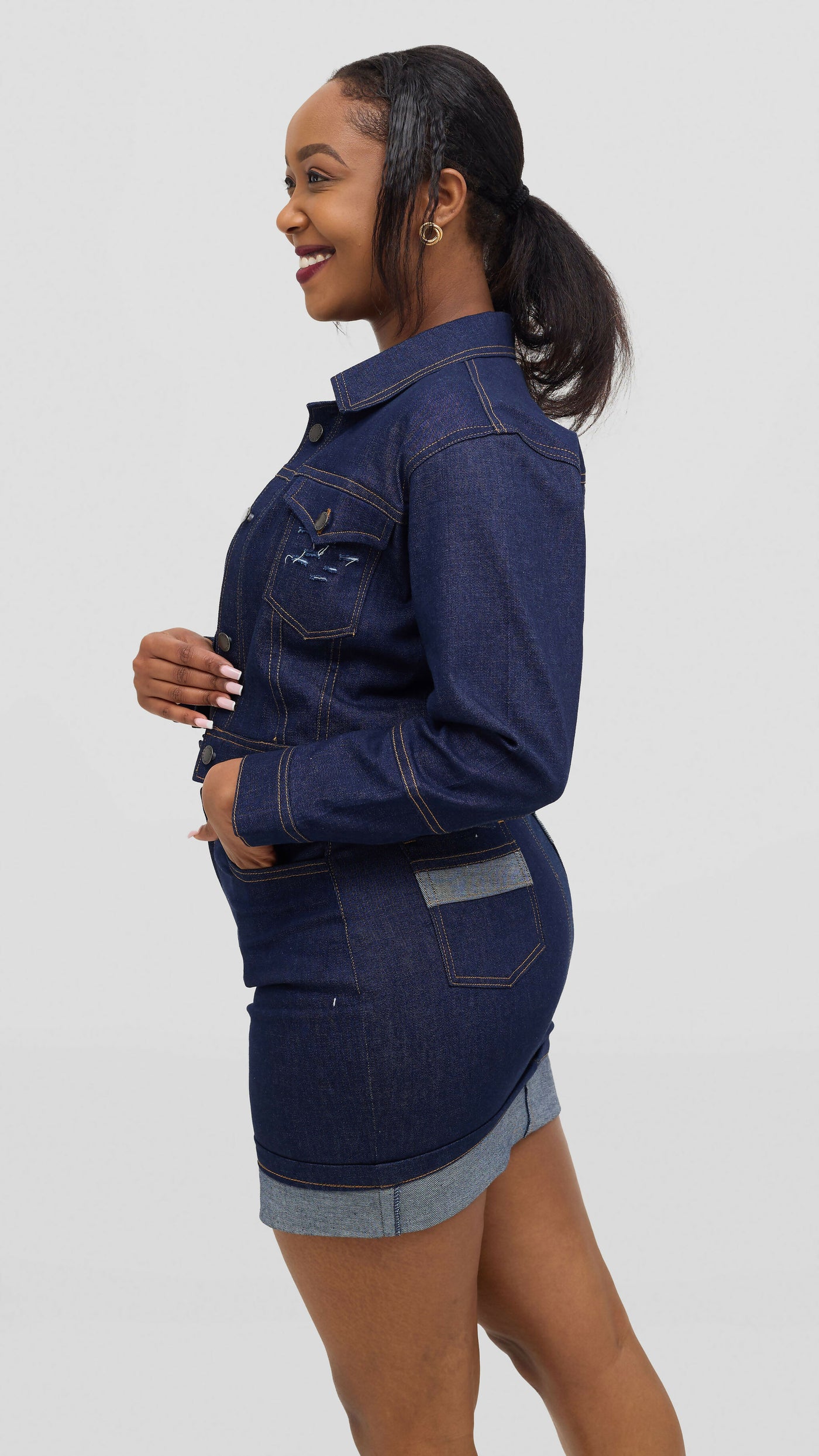Kinini Creations Denim Mini Skirt - Navy Blue