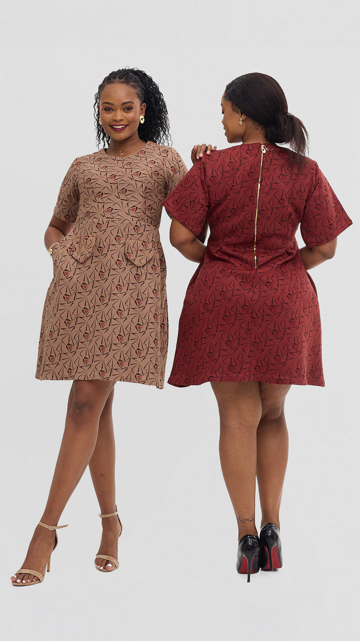 Silk House Collection Naila Dress - Maroon Print