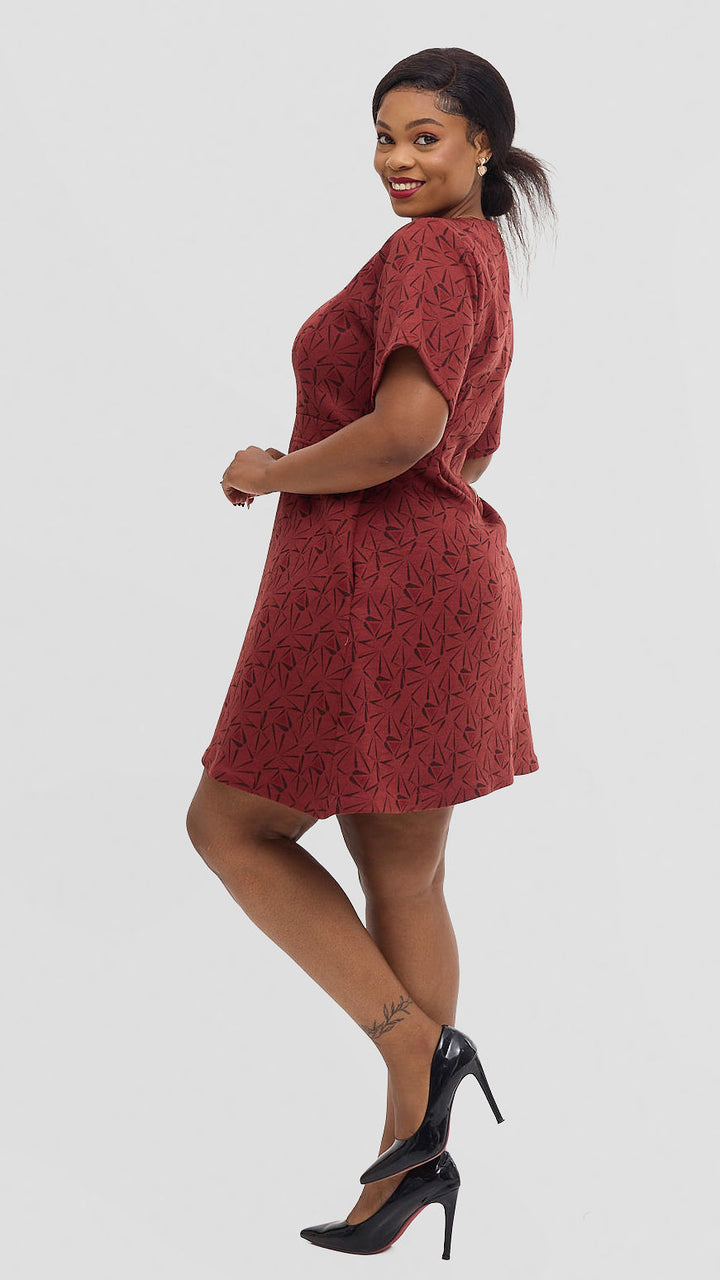 Silk House Collection Naila Dress - Maroon Print