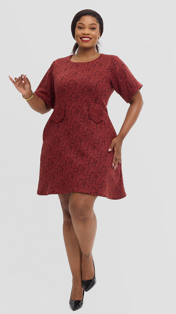 Silk House Collection Naila Dress - Maroon Print