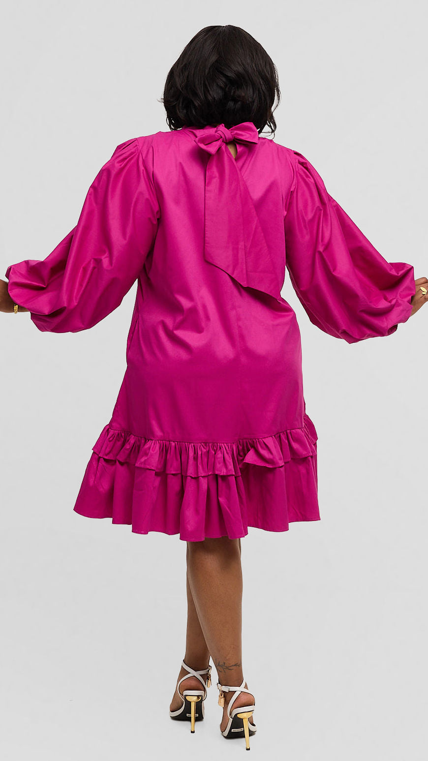 Tuwe Bora Flora Puffed Sleeve Dress - Pink