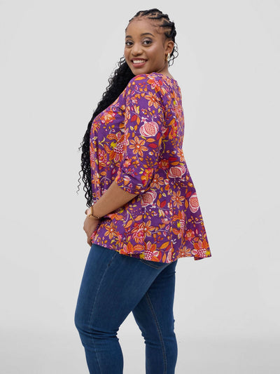 Zuana Sangria Printed Top - Pink Floral - Shopzetu