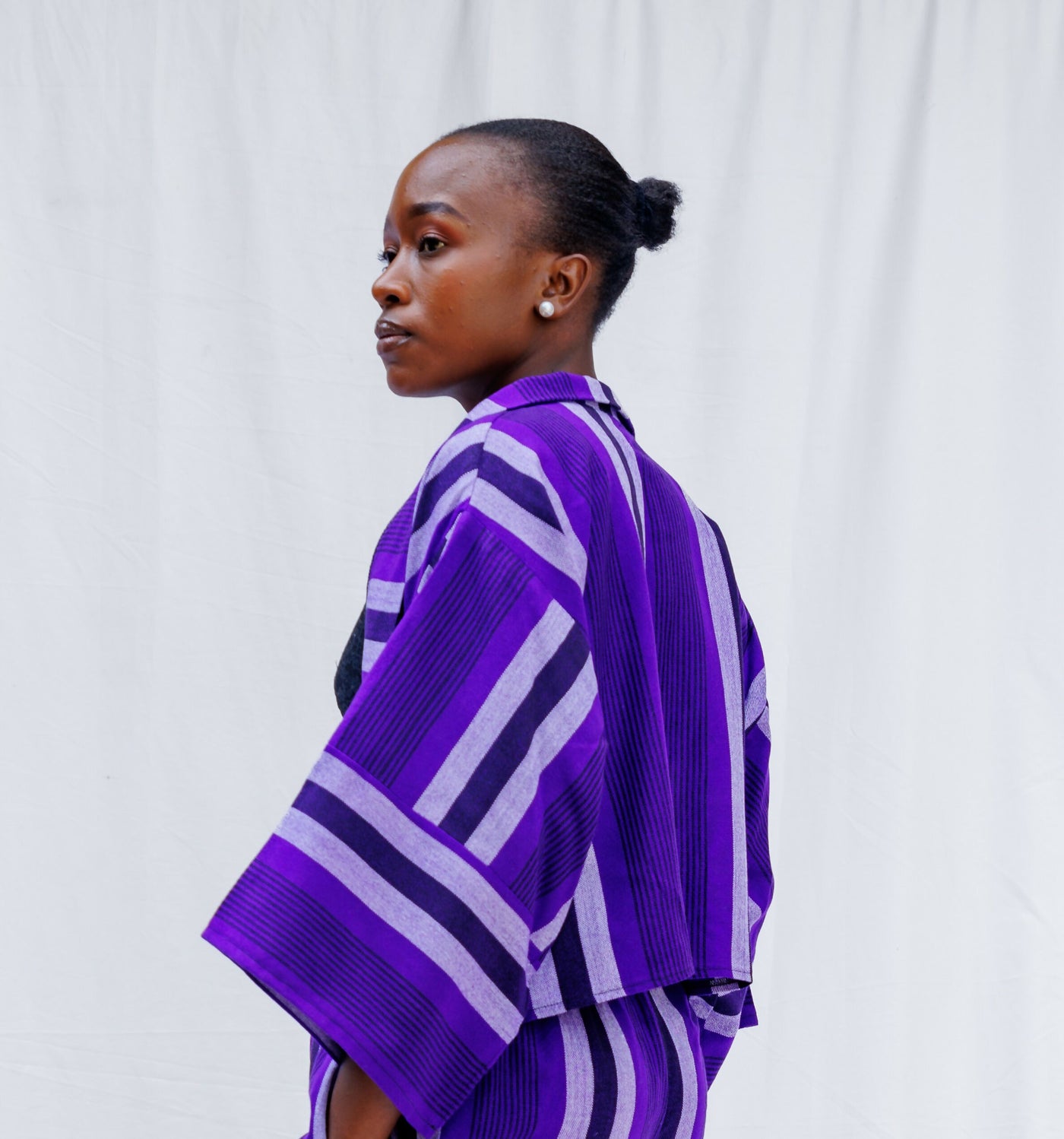 Liquid Lemn Zambarau Crop Coat - Purple / White