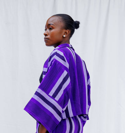 Liquid Lemn Zambarau Crop Coat - Purple / White