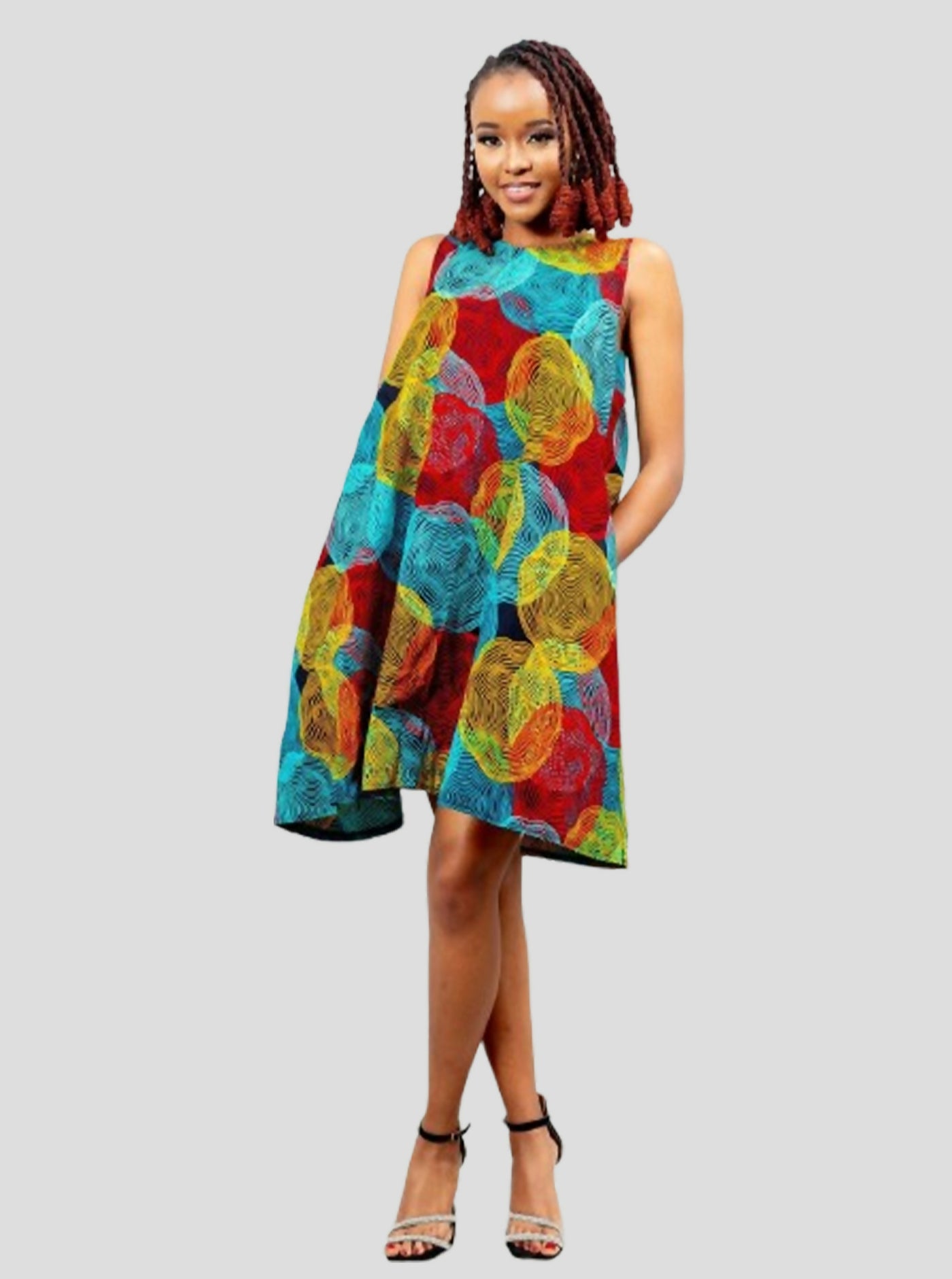 Afriwia Enterprise Ankara Shift Dress - Olive - Shopzetu