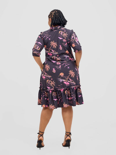 Jolly Fancy Wears Jiwa Shift Dress - Black Floral - Shopzetu