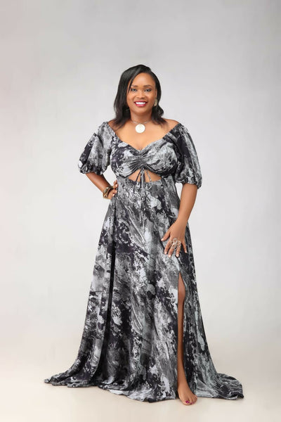 Thick & Fab Amy Dress - Grey Print - Shopzetu
