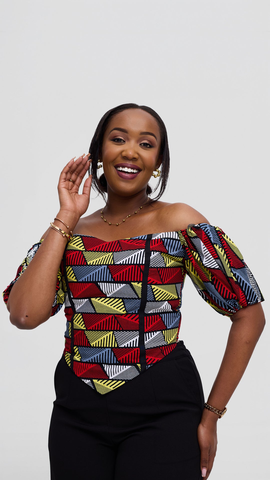 Michelle Fashion House Ankara Corset Top - Geometric Print