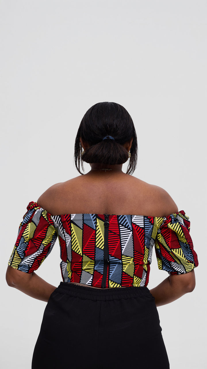 Michelle Fashion House Ankara Corset Top - Geometric Print