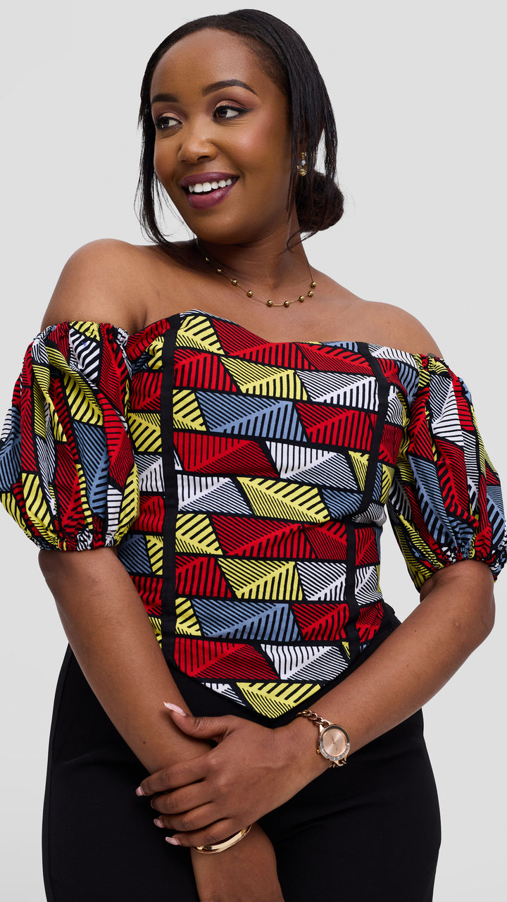 Michelle Fashion House Ankara Corset Top - Geometric Print