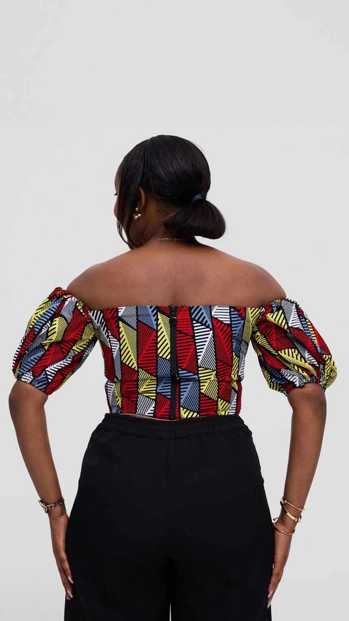 Michelle Fashion House Ankara Corset Top - Geometric Print