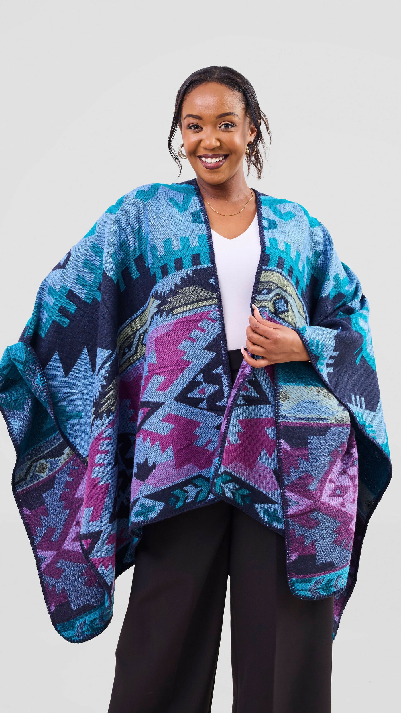 Afrodame Light Poncho - Blue / Purple
