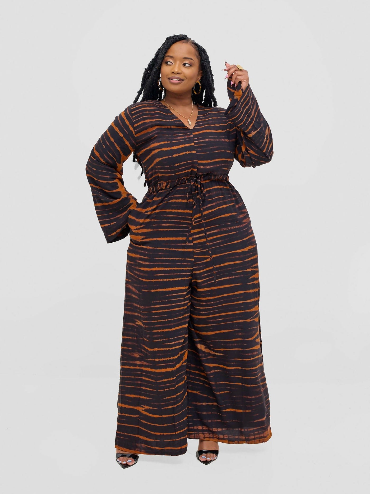 Vivid Afrikana Jumla Jumspuit - Black / Brown - Shopzetu