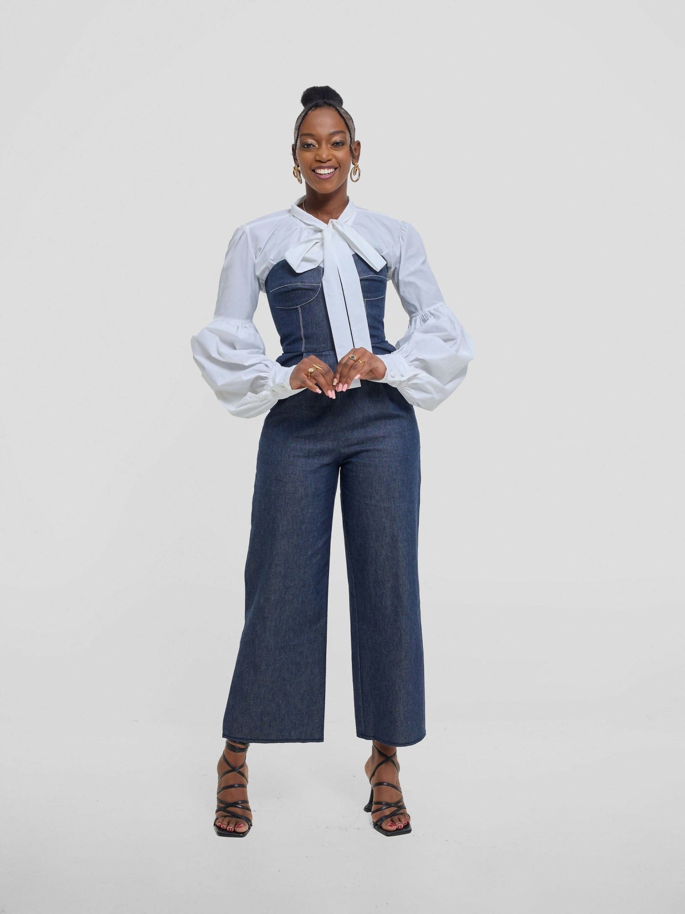 The Textile Loft Corset Jumpsuit - Navy Blue - Shopzetu