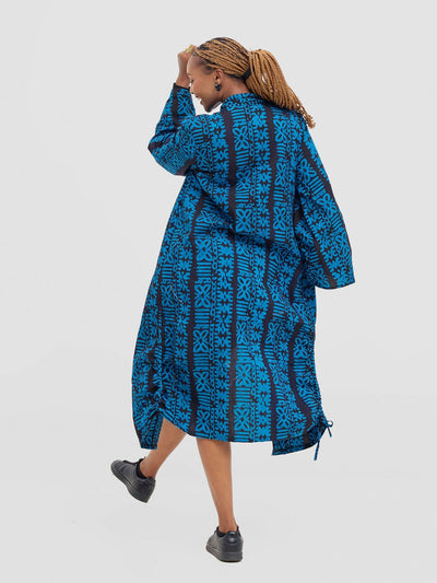 Vivid Afrikana Sanaa Kimono - Blue / Black - Shopzetu