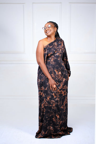 Thick & Fab Curvy Plus Size Fatima Dress - Brown