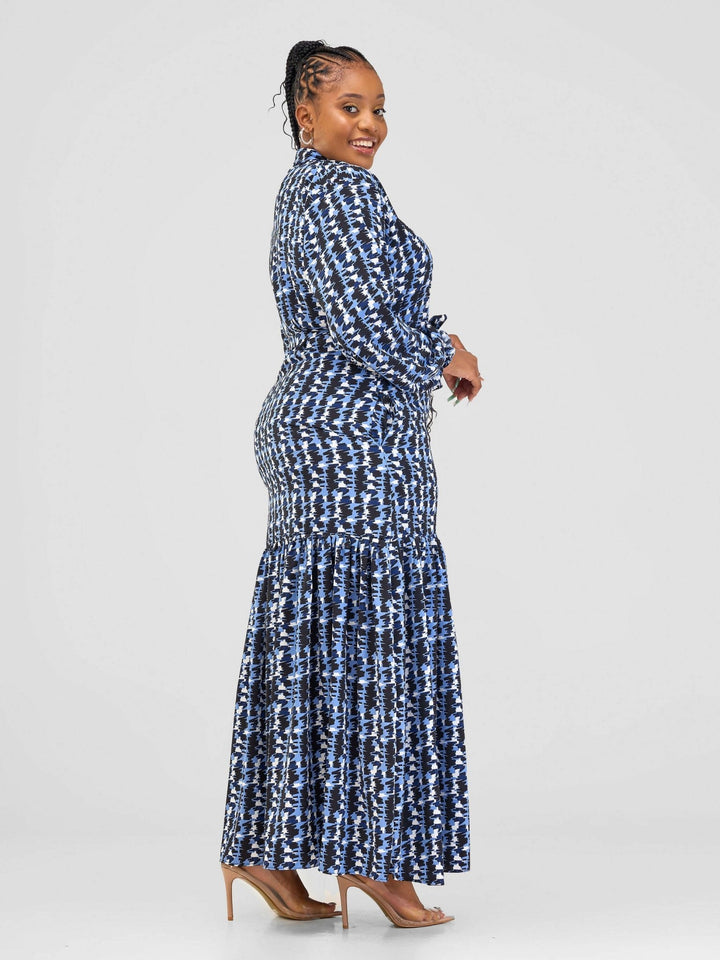 Phyls Collections Atieno Dress - Blue Print - Shopzetu