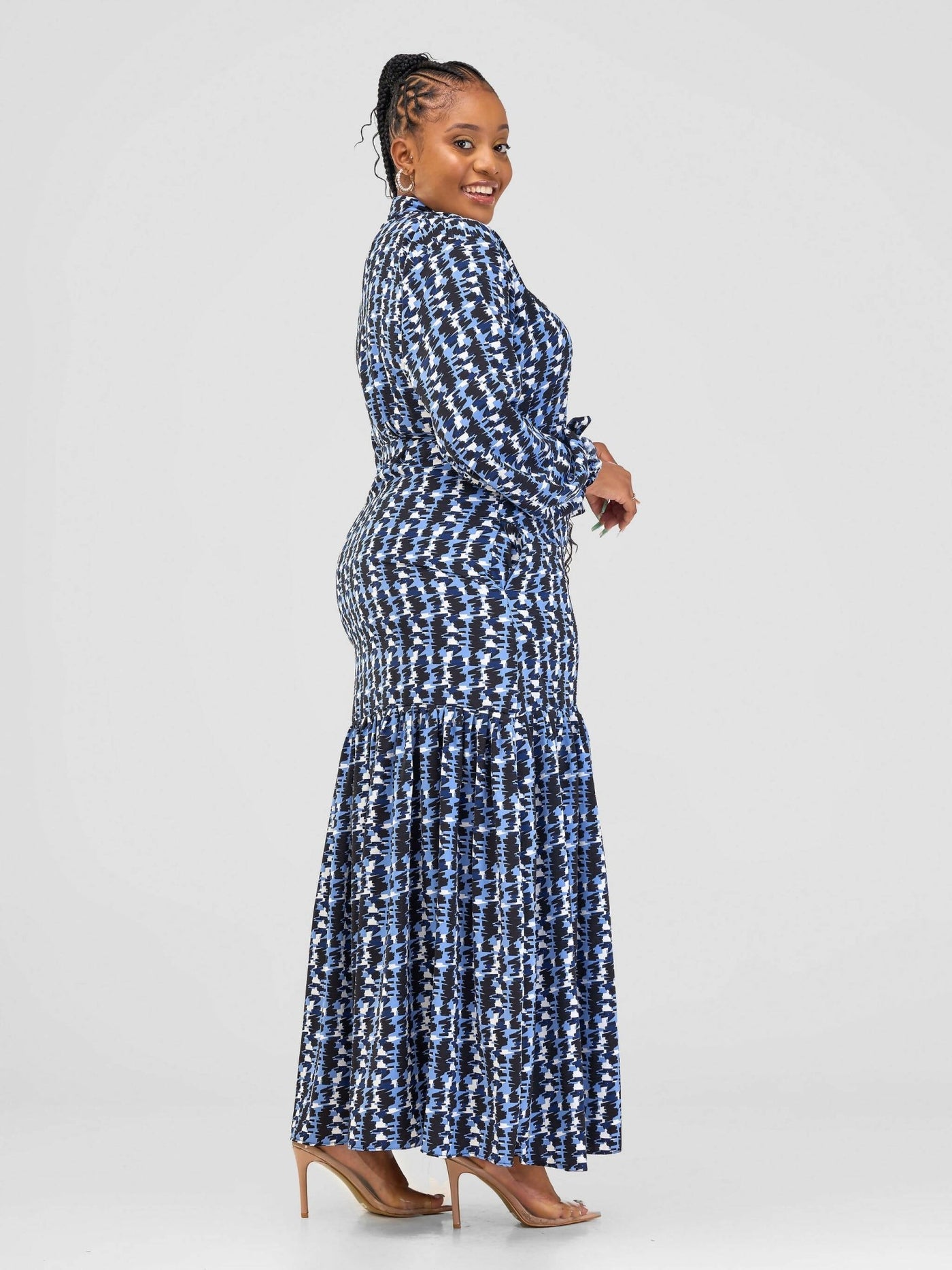 Phyls Collections Atieno Dress - Blue Print - Shopzetu