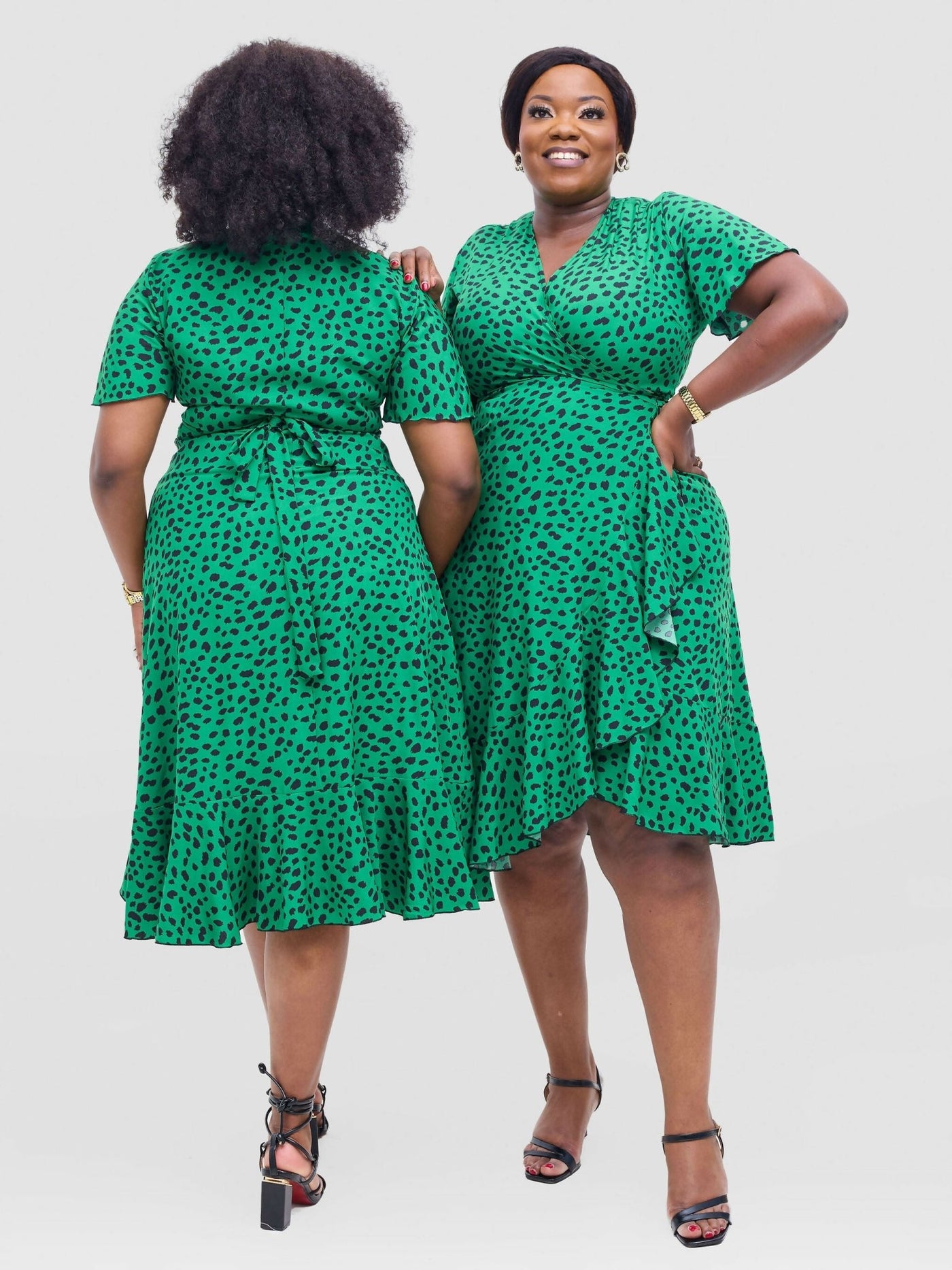 Lizola Visola Wrap Dress - Green / Black - Shopzetu