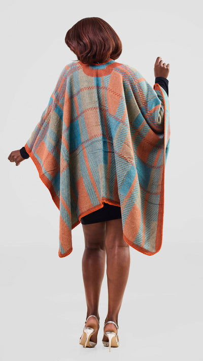 Afrodame Light Poncho - Orange / Blue