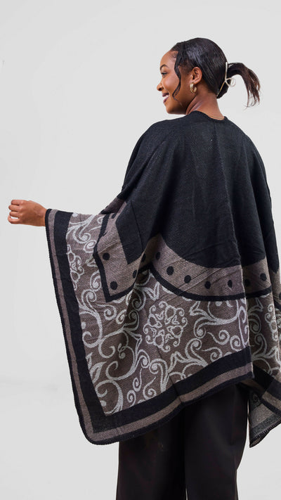 Afrodame Light Poncho - Black / Grey