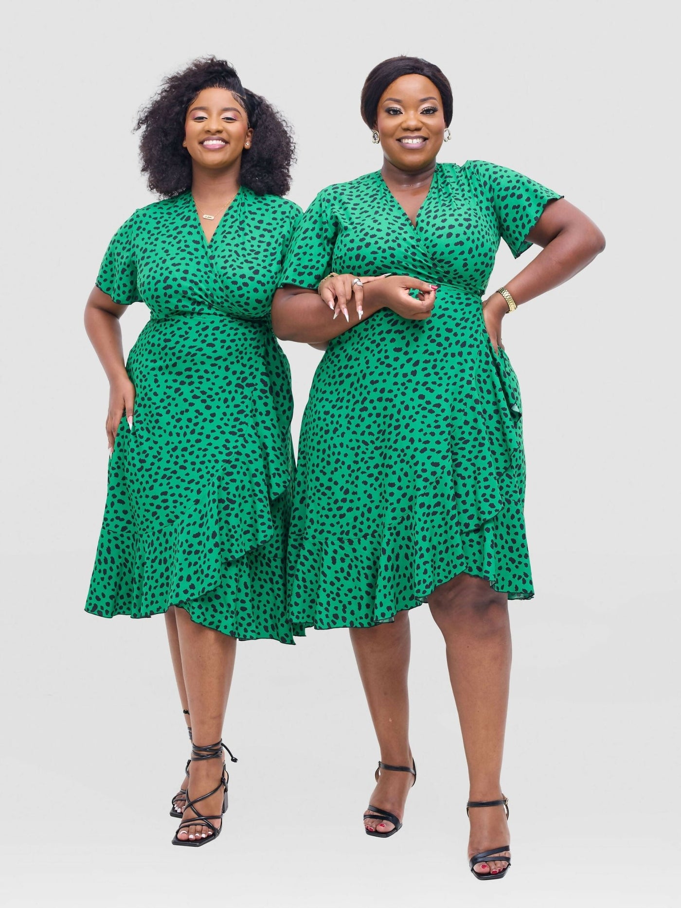 Lizola Visola Wrap Dress - Green / Black - Shopzetu