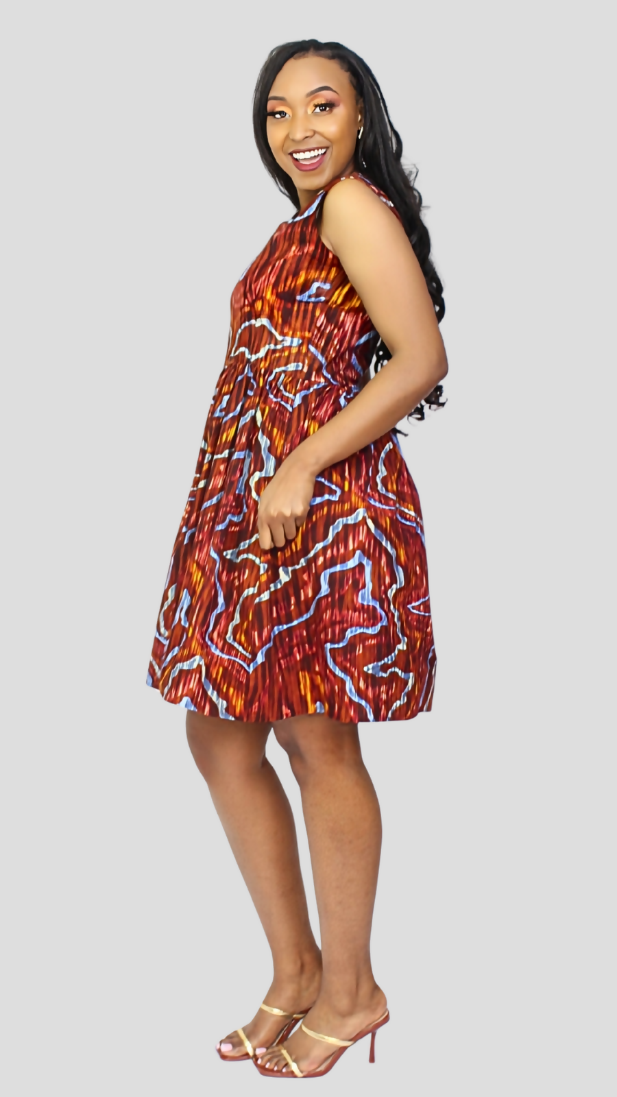 The Fashion Frenzy Curvy Plus Size Amani Printed Skater Dress â€“ Red