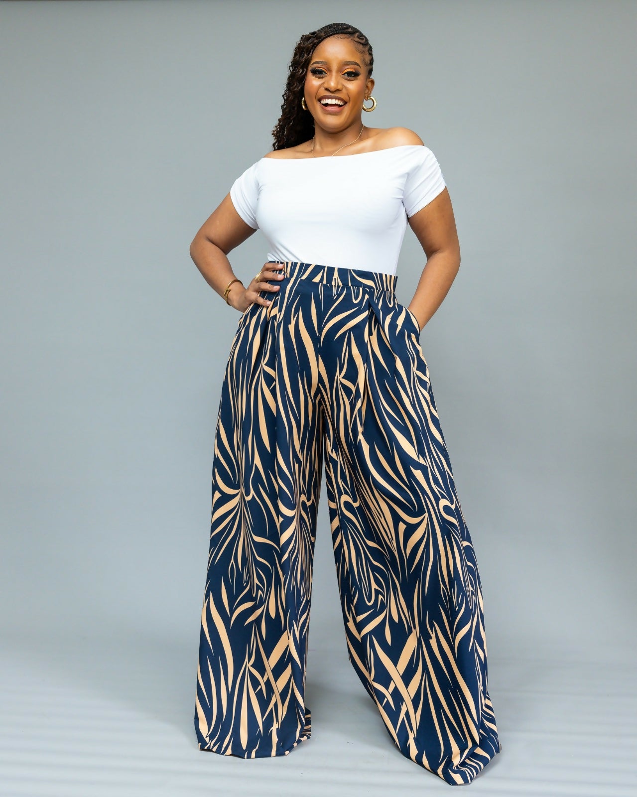 African Yuva Aurelia Pant - Blue Print