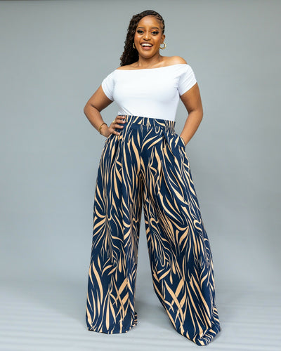 African Yuva Aurelia Pant - Blue Print