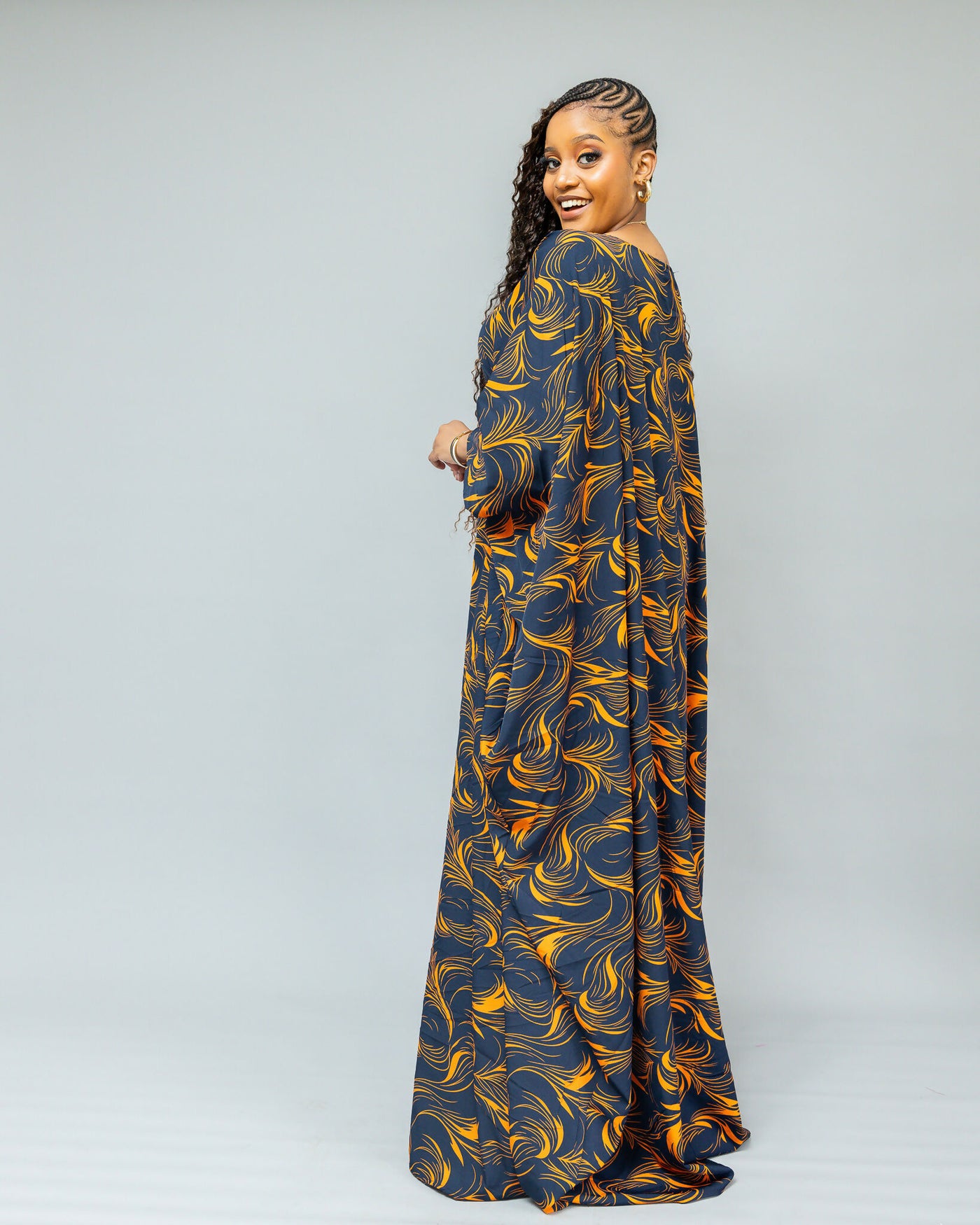 African Yuva Serenity Kaftan Dress - Navy Blue